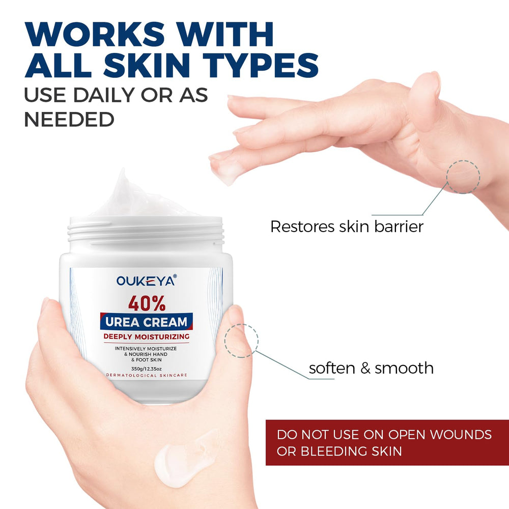 OUKEYA Crema Urea 40% se absorbe rápidamente, piel suave.