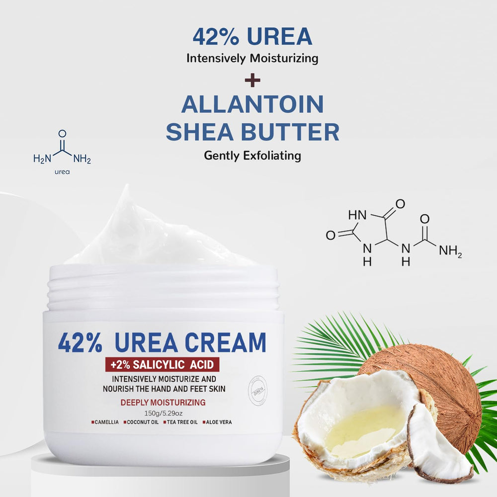 OUKEYA crema-urea-42-textura-cremosa: absorción rápida sin grasa.