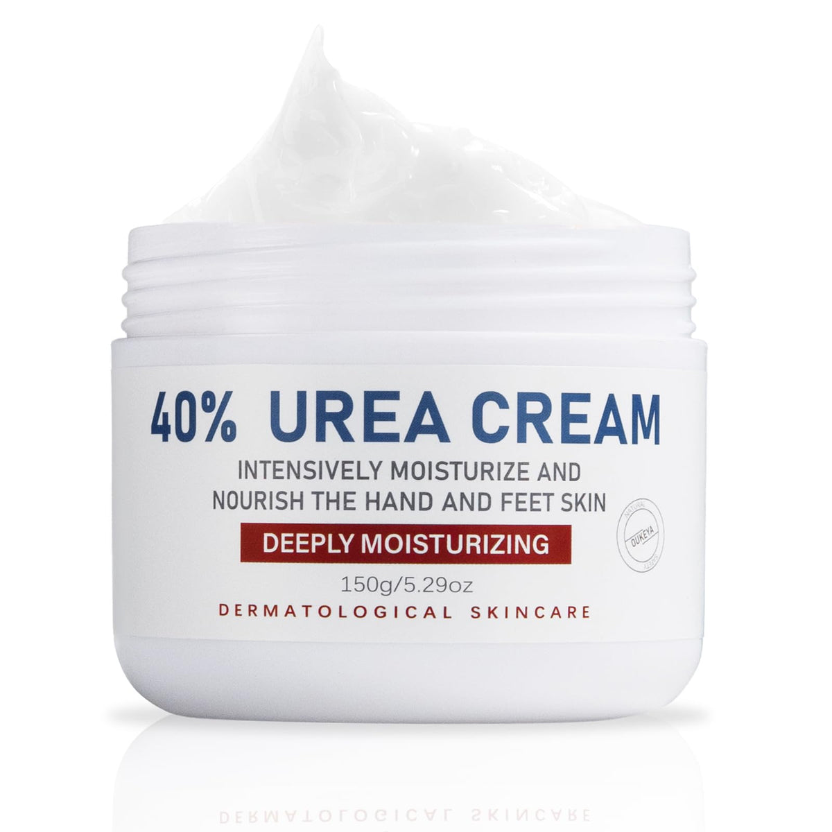 OUKEYA Urea 40% crema para pies, textura suave y alivio de sequedad.