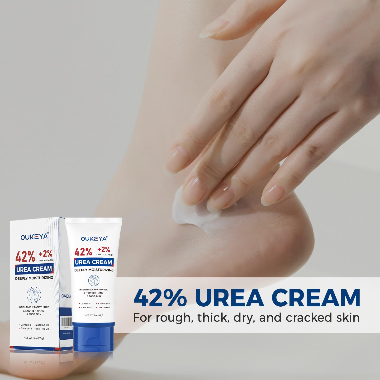 OUKEYA Urea 42% crema para manos en tubo, suaviza piel áspera.