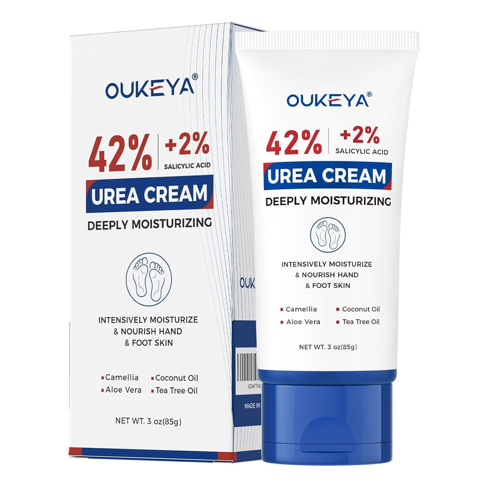 OUKEYA Urea 42% crema para pies en tubo, hidrata piel seca y agrietada.