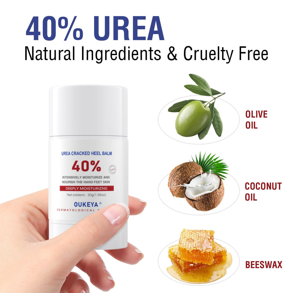 OUKEYA Urea Cream Stick 40% aplicación en manos para aliviar sequedad.
