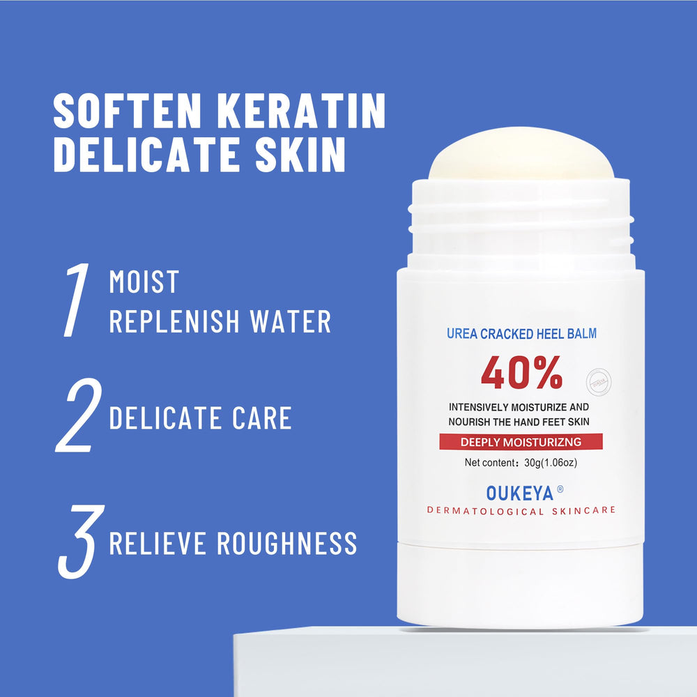 OUKEYA Urea Cream Stick 40% pies suaves tras uso diario.