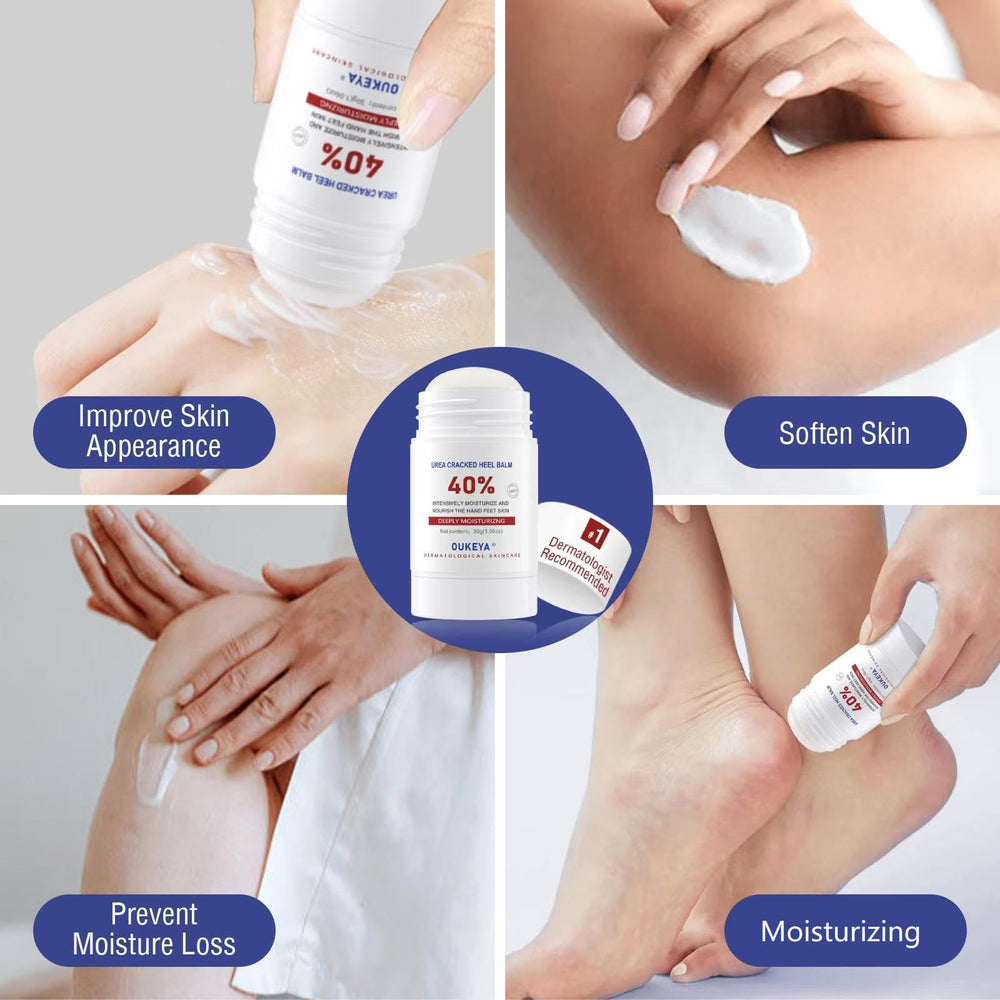 OUKEYA Urea Cream Stick 40% talones secos reciben hidratación.