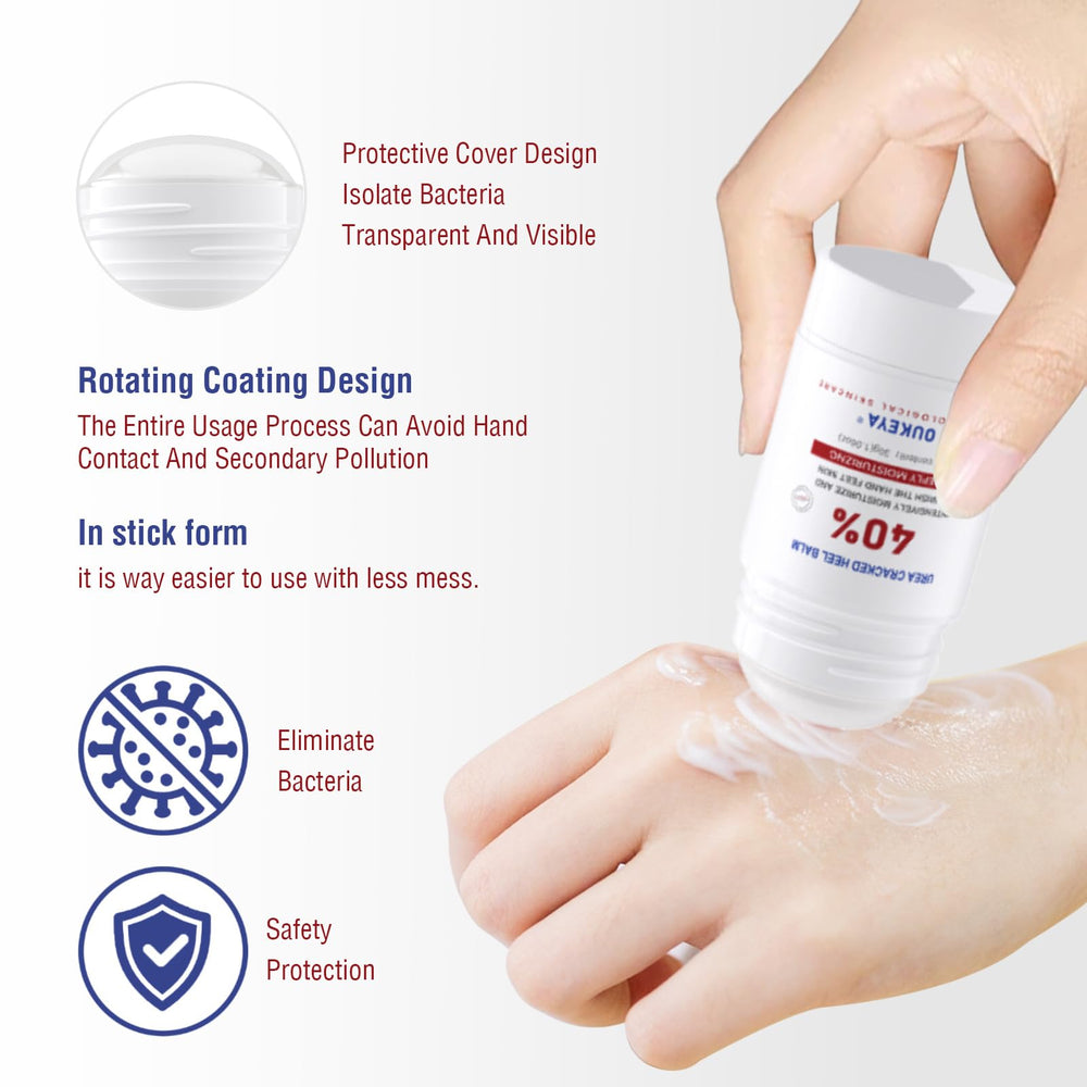 Textura cremosa de OUKEYA Urea Cream Stick 40% para piel suave.