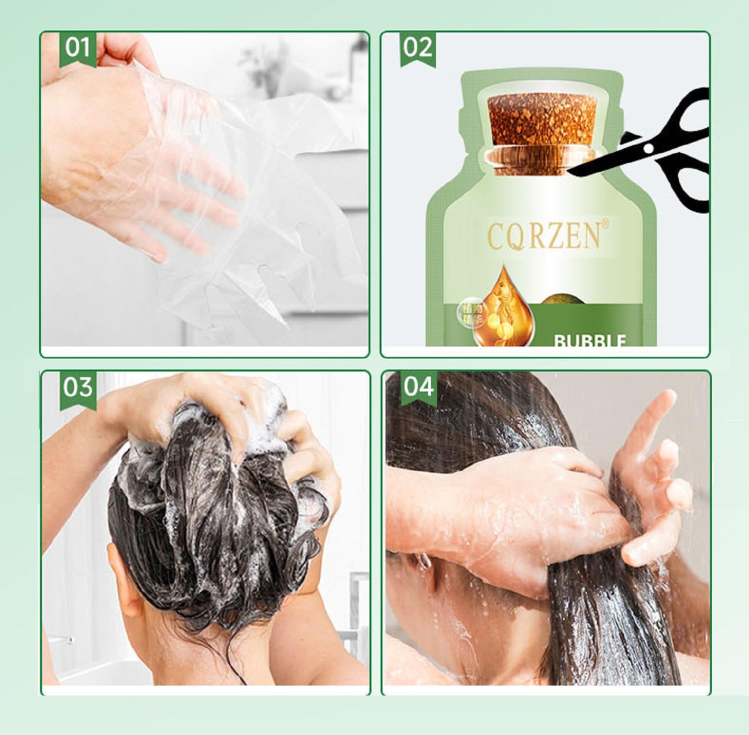 OUKPANE Huang Yi - cabello más suave y brillante tras usar el tinte burbuja.