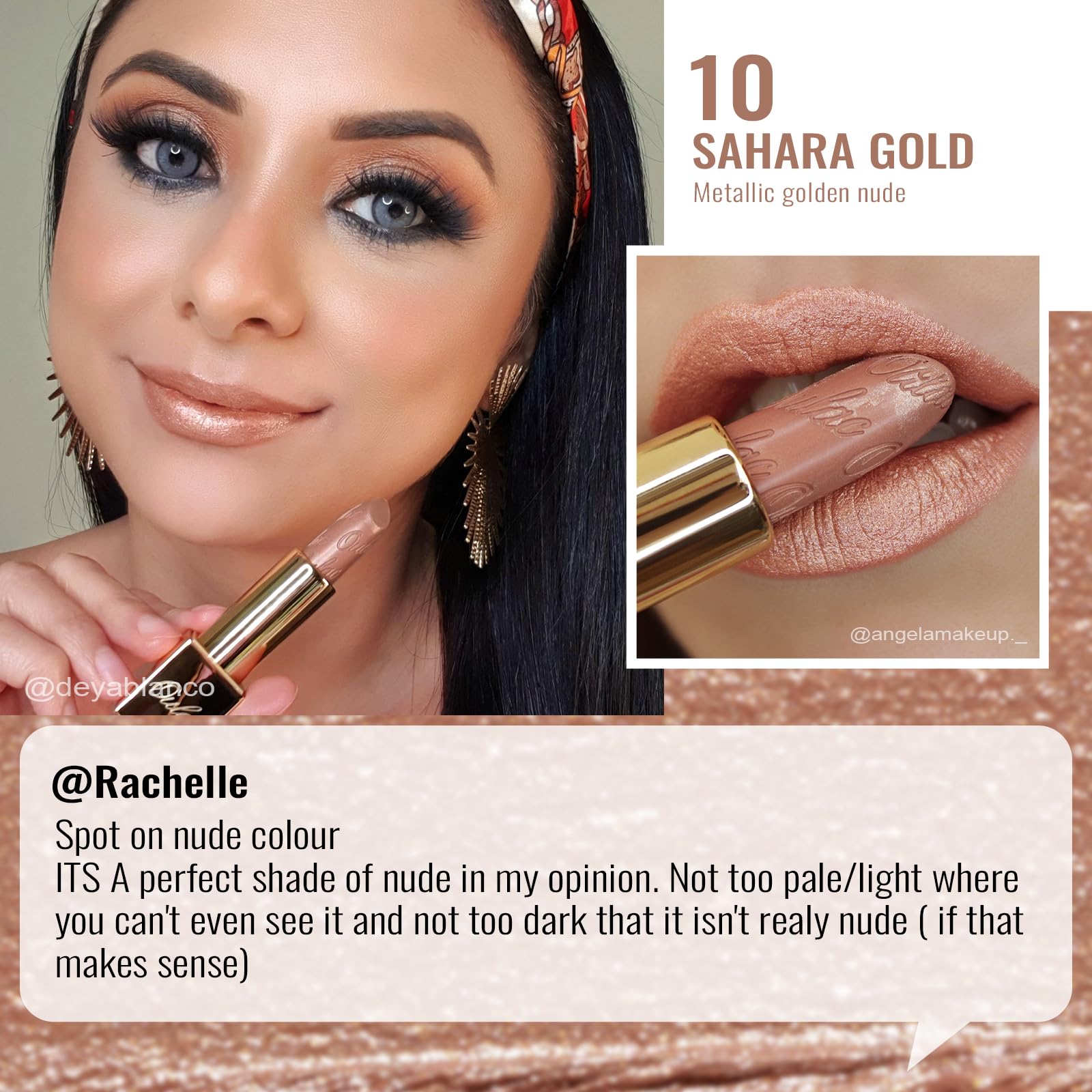 Aplicación de barra labial Oulac con textura cremosa para cobertura completa y suave.