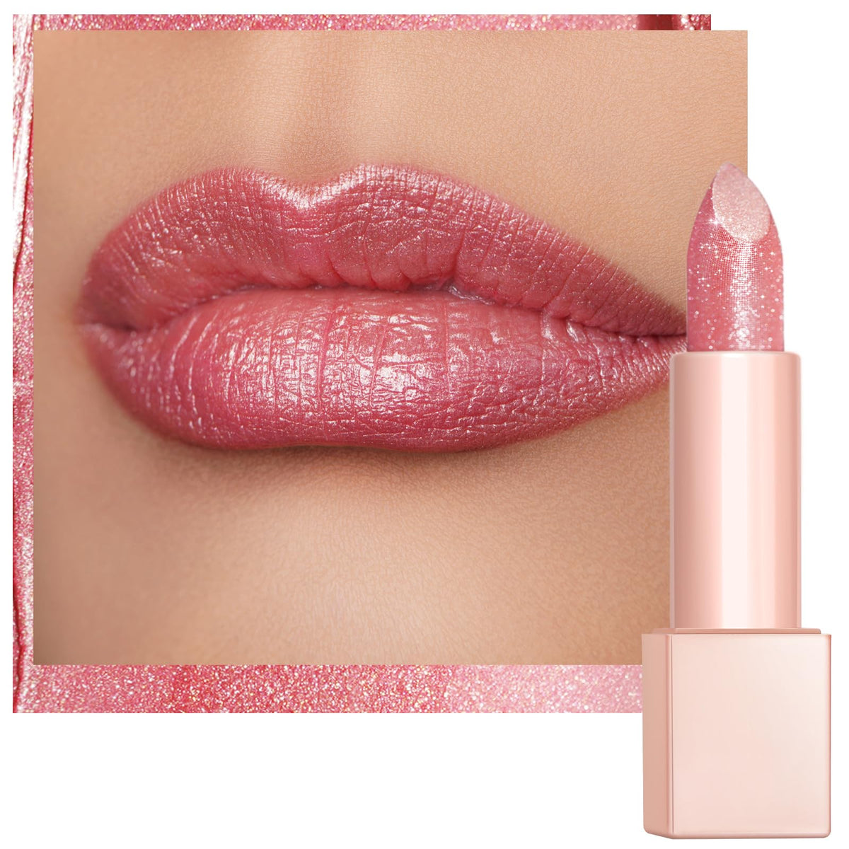 Oulac balsamo labial rosa con brillo suave para uso diario