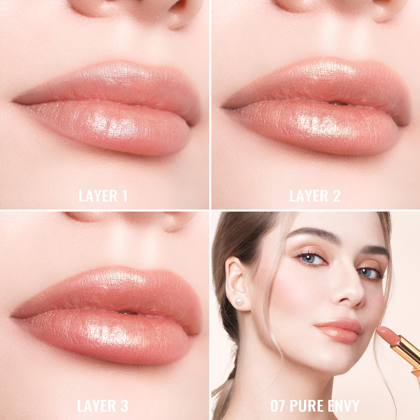 Oulac barra de labios empaque lujoso con espejo para retoques.