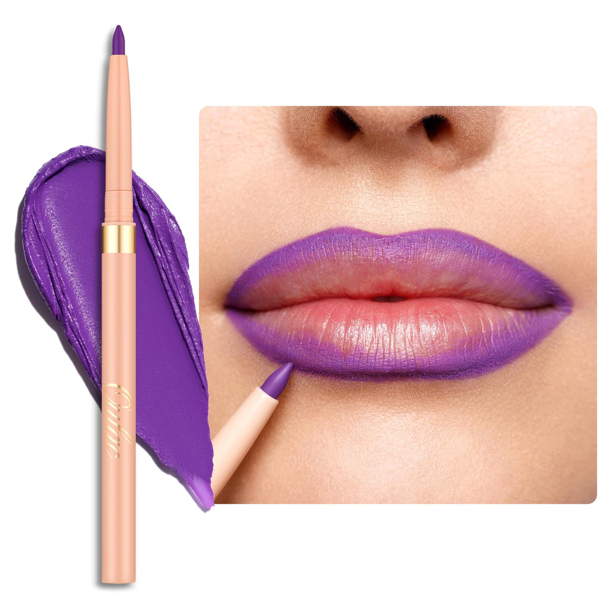 Delineador Oulac morado mate en envase compacto para retoques