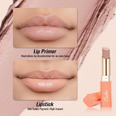 Aplicación cremosa de Oulac Labial Beige para una textura suave
