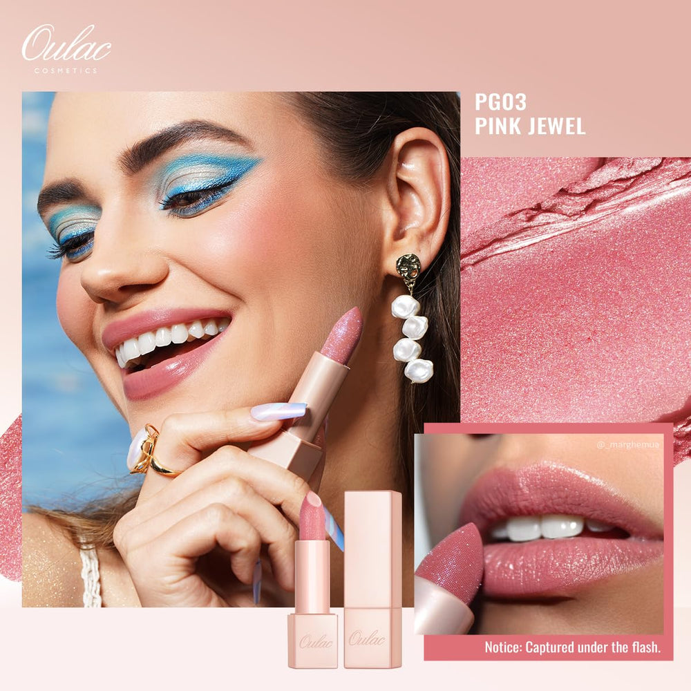 Aplicación suave de labial rosado de Oulac para un finish natural