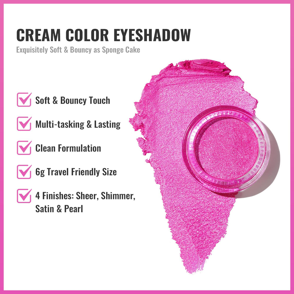 Oulac Sombra cremosa de ojos rosa fucsia, duración de hasta 12 horas para look prolongado.