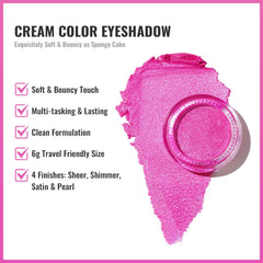 Oulac Sombra cremosa de ojos rosa fucsia, duración de hasta 12 horas para look prolongado.