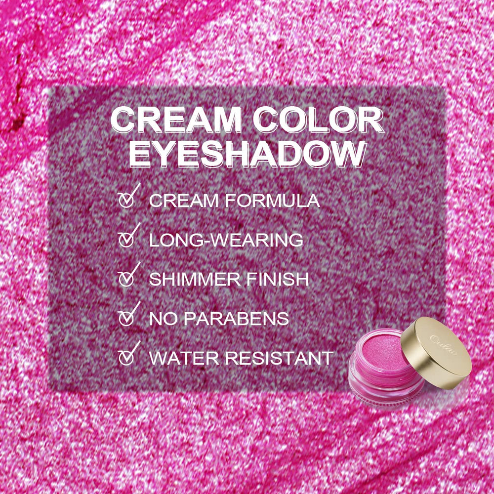 Oulac Sombra cremosa de ojos rosa fucsia, uso fácil y difuminado con dedos o brocha.