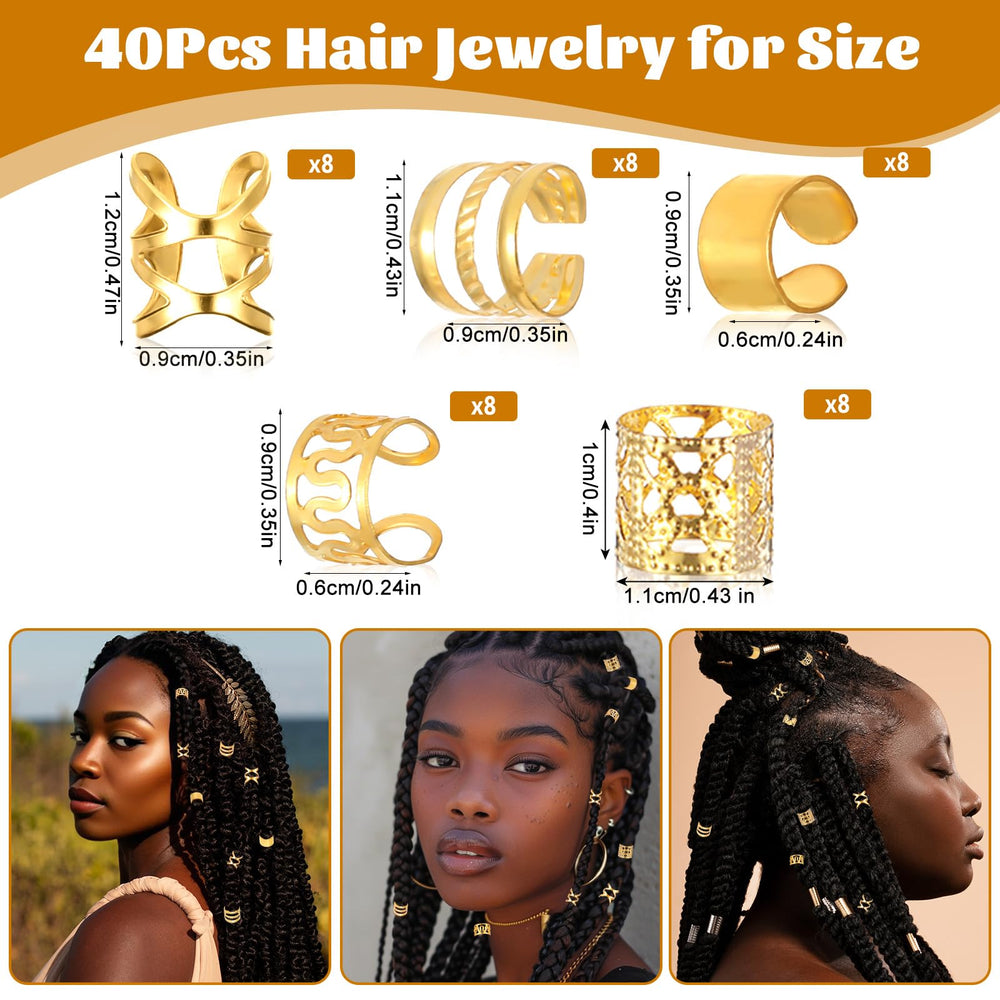 Ouligay destellos oro para trenzas: realza el look con brillo sutil.