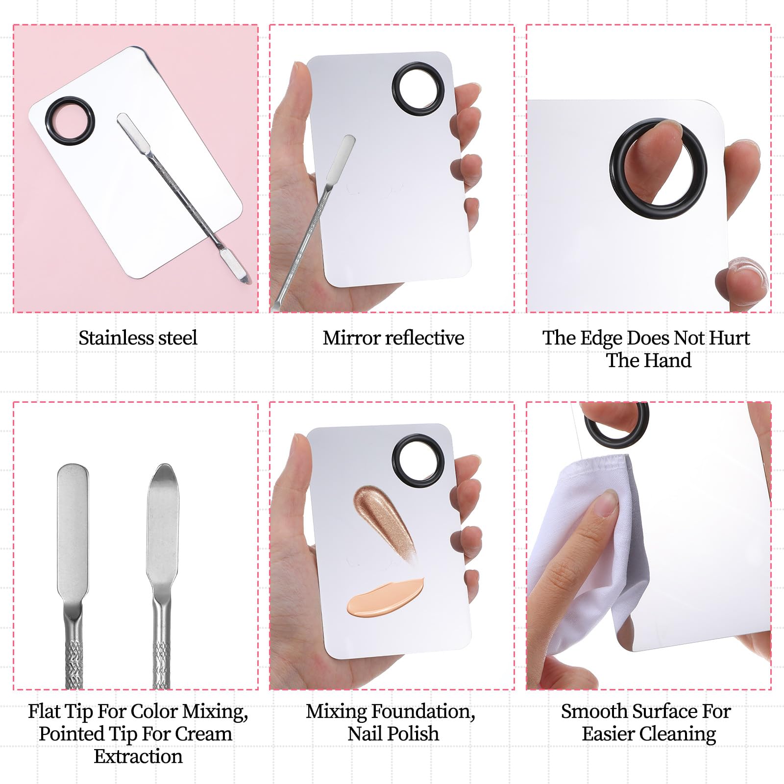 Ouligay paleta de acero inoxidable con superficie lisa para mezclas duraderas.