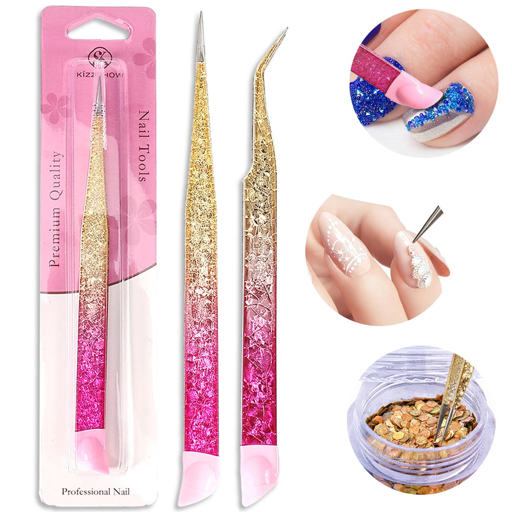 Pinzas Ouligay con punta curva para detalles en uñas