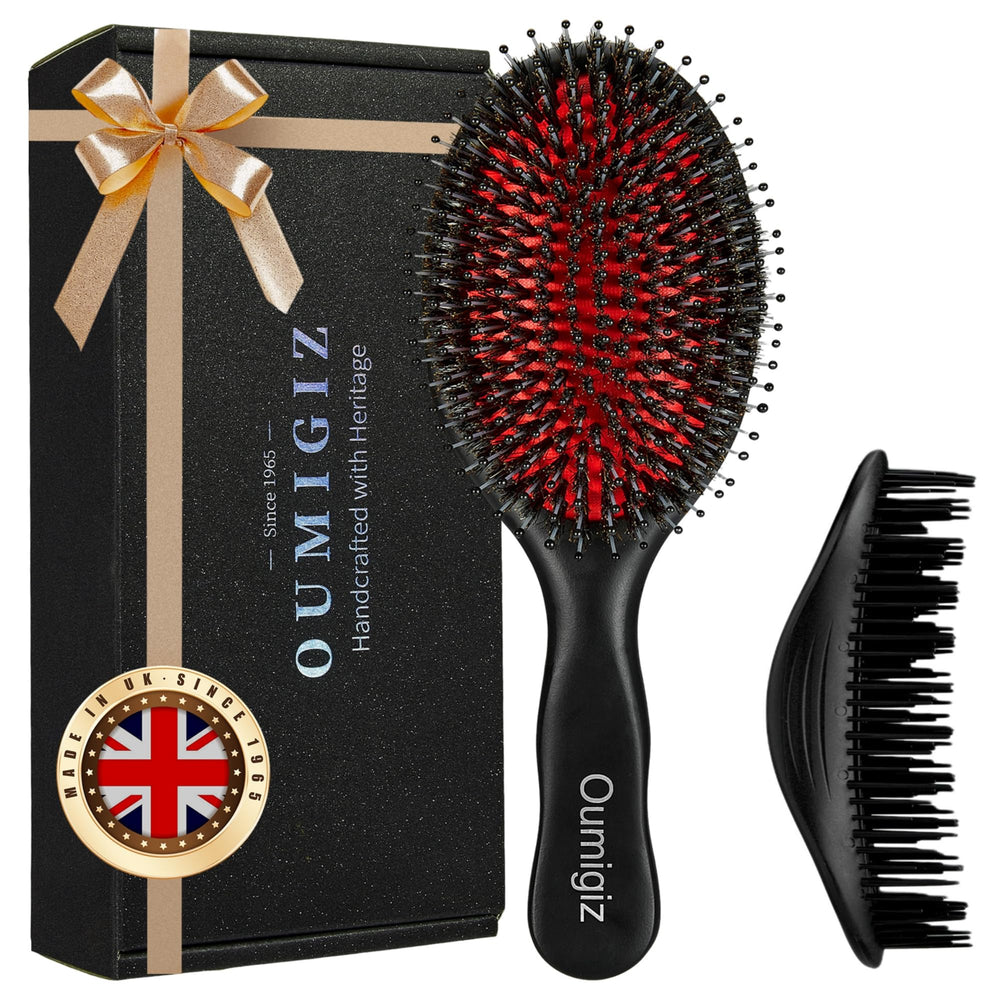 Cepillo OUMIGIZ con cerdas de jabalí y madera natural para desenredar suavemente