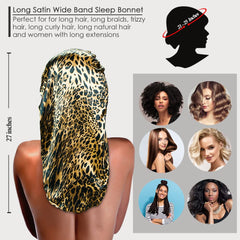 Bonnet satin largo con banda elastica, ajuste cómodo sin apretar
