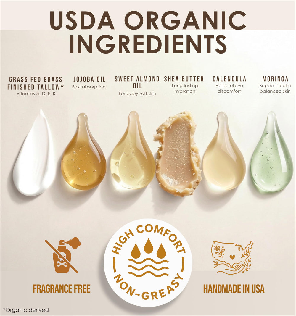 Our Earth Beauty crema de sebo de res facial, absorción rápida para piel seca.