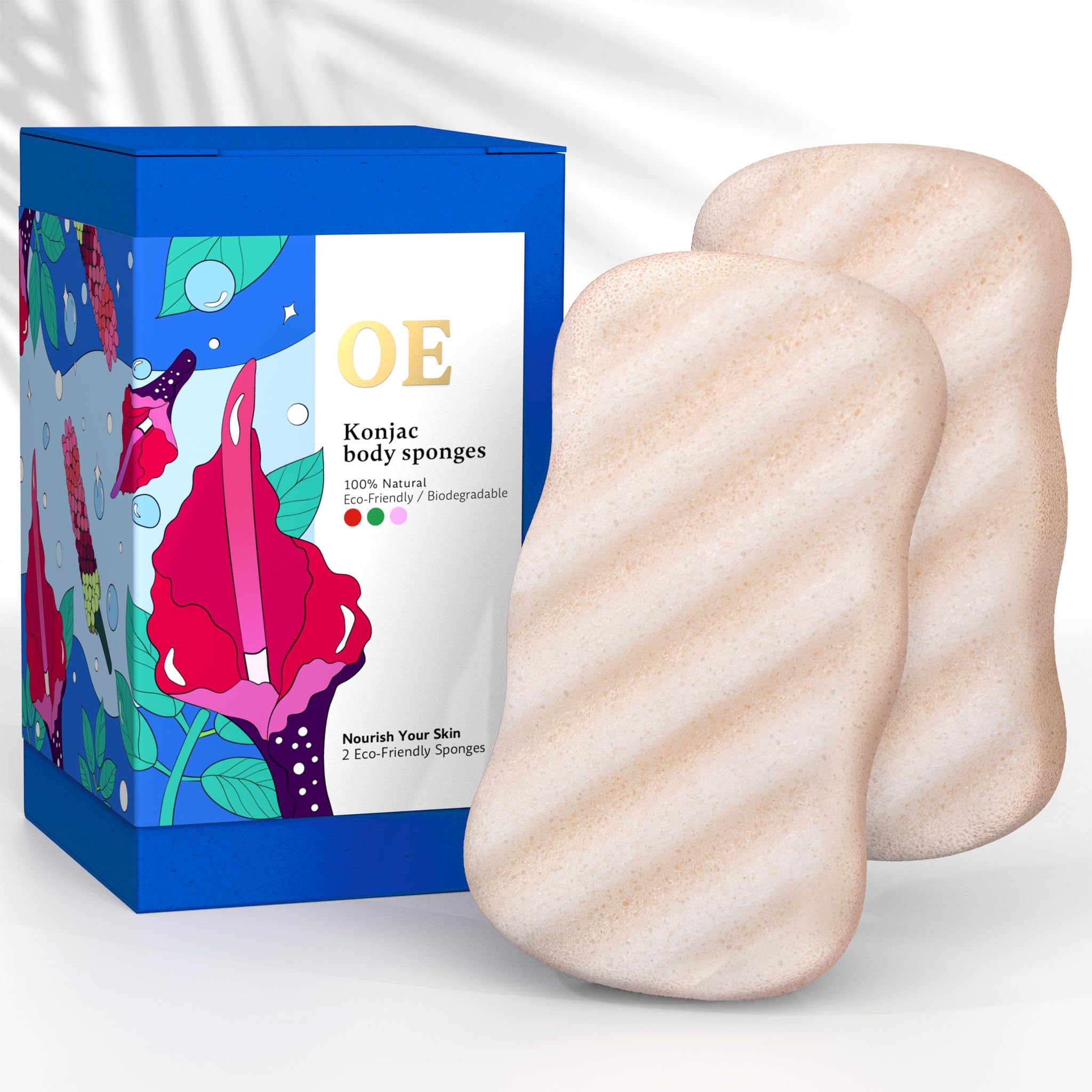 Our Earth Beauty Konjac Cuerpo 2-Pack en empaque libre de plástico