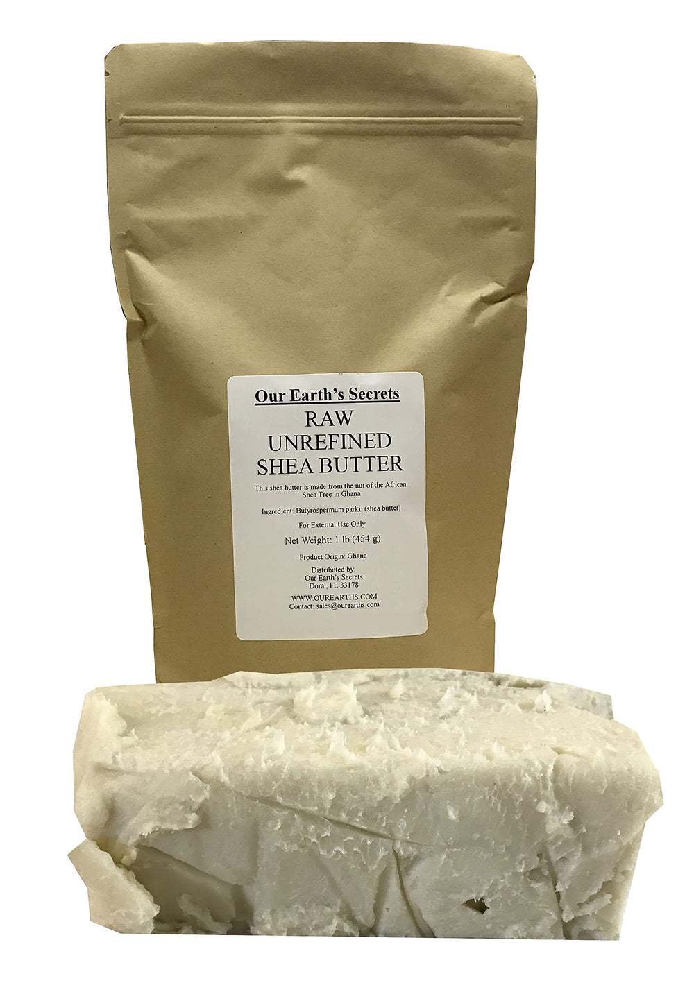 Our Earth's Secrets Ivory Shea Butter cut block for premium skincare formulations and DIY moisturizers