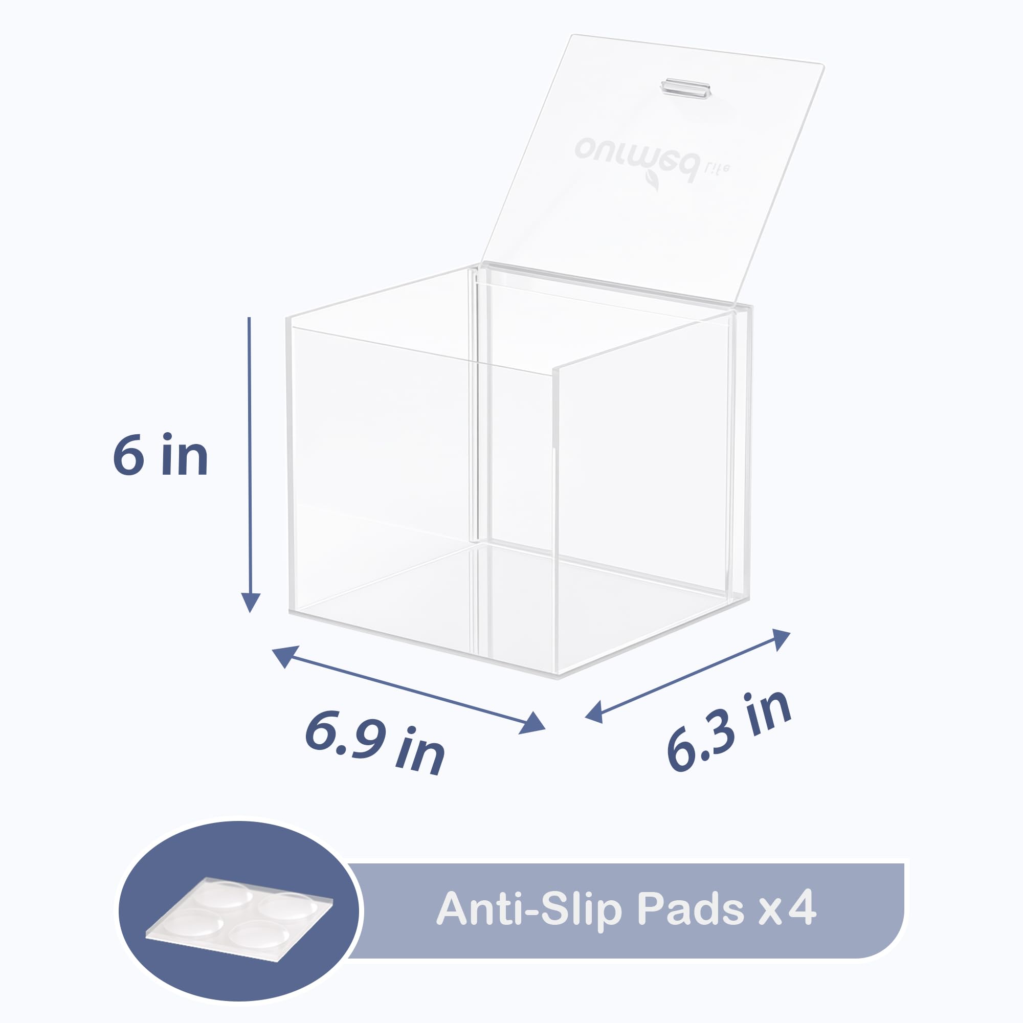 Ourmed Life porta-toallas faciales de acrílico con manija extraíble para uso cómodo.