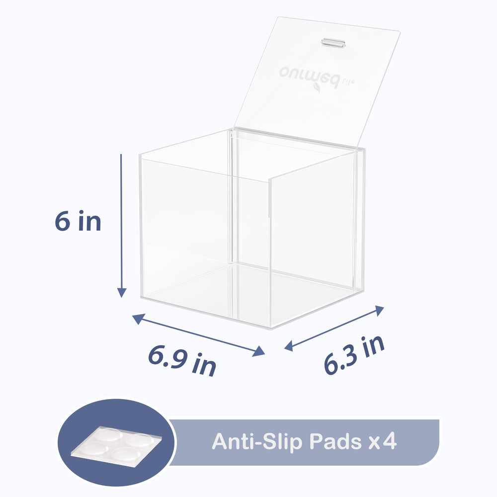 Ourmed Life porta-toallas faciales de acrílico con manija extraíble para uso cómodo.