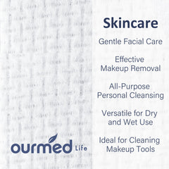 Ourmed life toallas faciales libres de pelusa para desmaquillado suave.