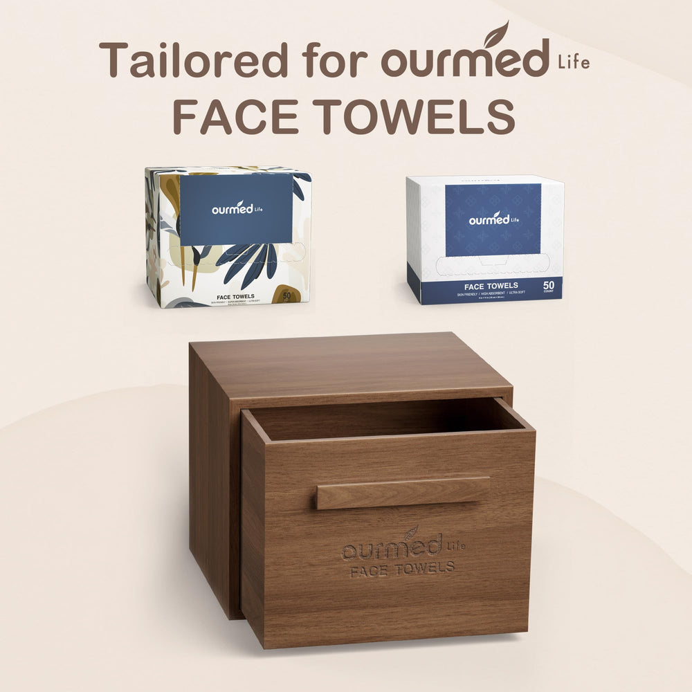 Ourmed Life lingettes jetables, stockage pratique et rapide près du lavabo.