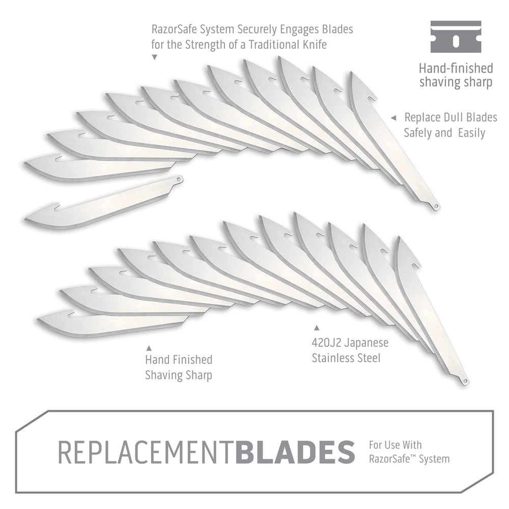 Lames RazorSafe Outdoor Edge 3 po, pack de 24, usage professionnel.