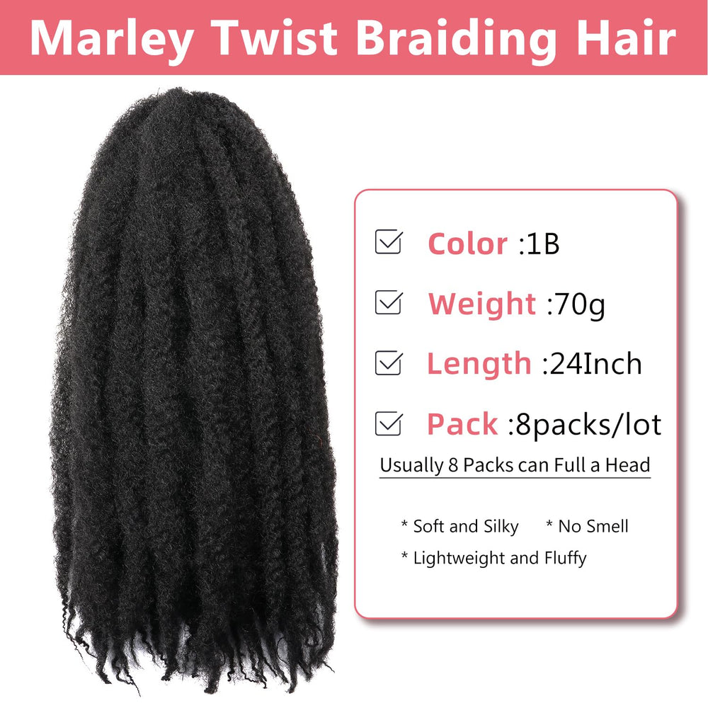 Outernice Marley Twist 24in, suavidad sintética para un look natural y cómodo.