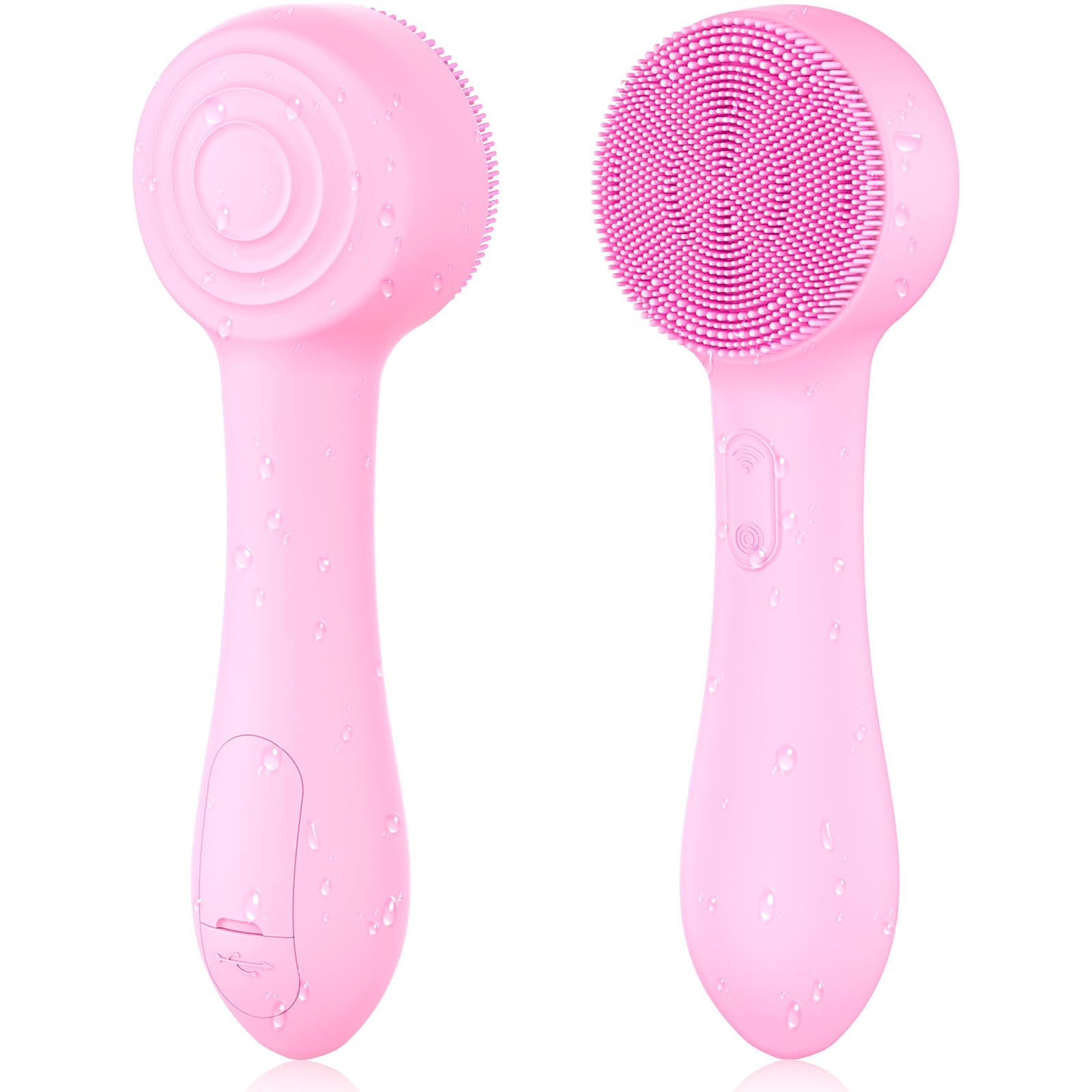 OUTIFUO cepillo facial de silicona rosa para limpieza suave y profunda