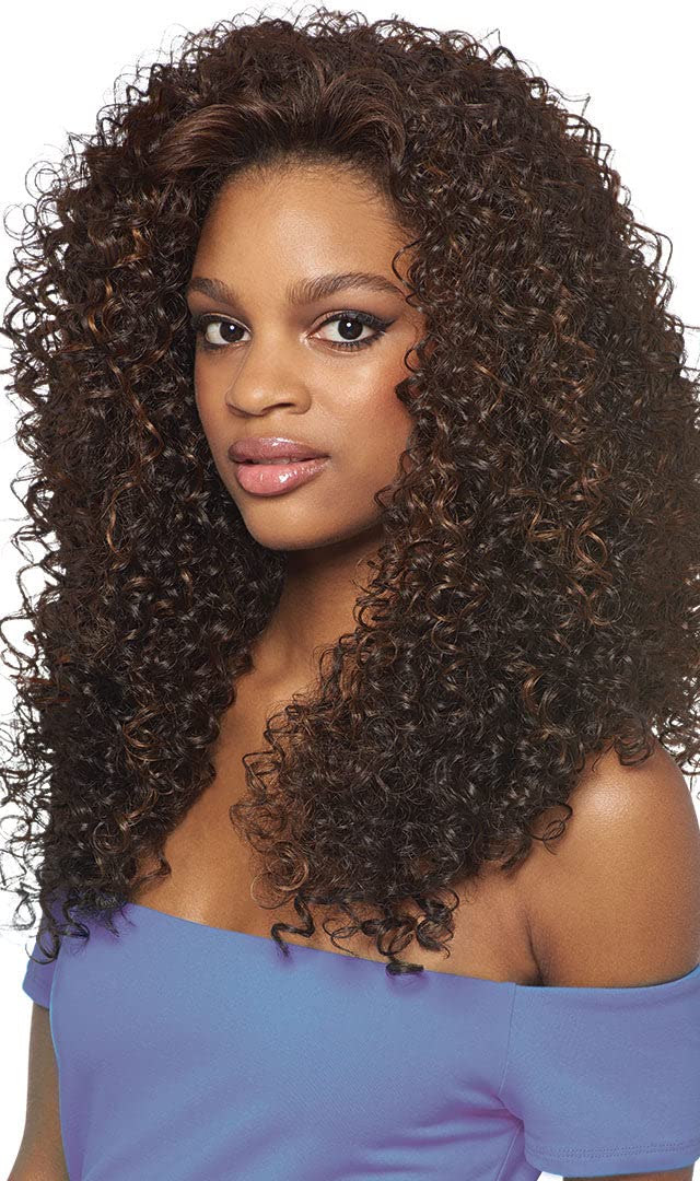 Outre Dominican Curly Batik, media peluca sintética para cambios de look rápidos.