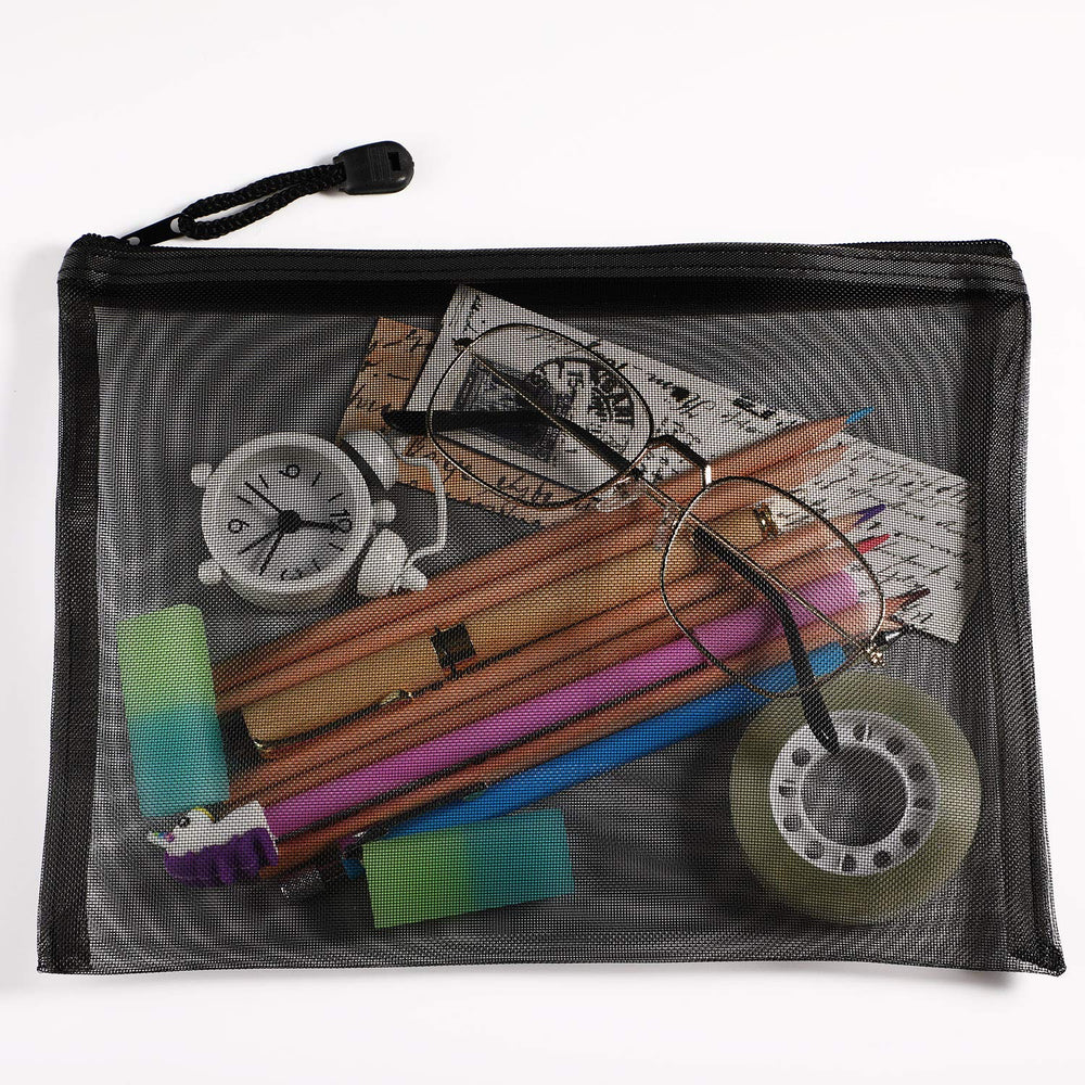 Outus bolsa malla de 9.5x7.1 pulgadas, tamaño práctico para viaje y oficina.