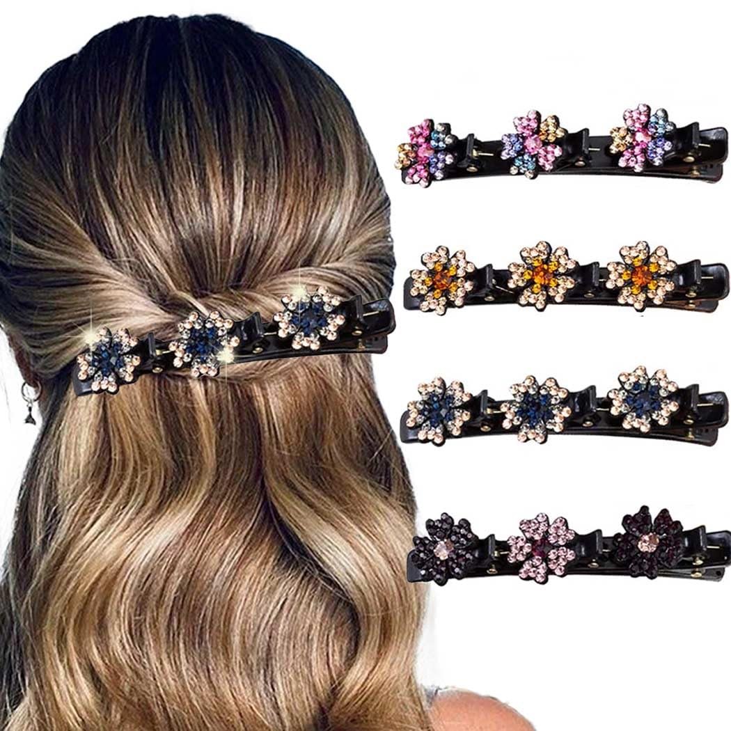 Pinza Outyua con trenza cristal brillante para peinado diario.