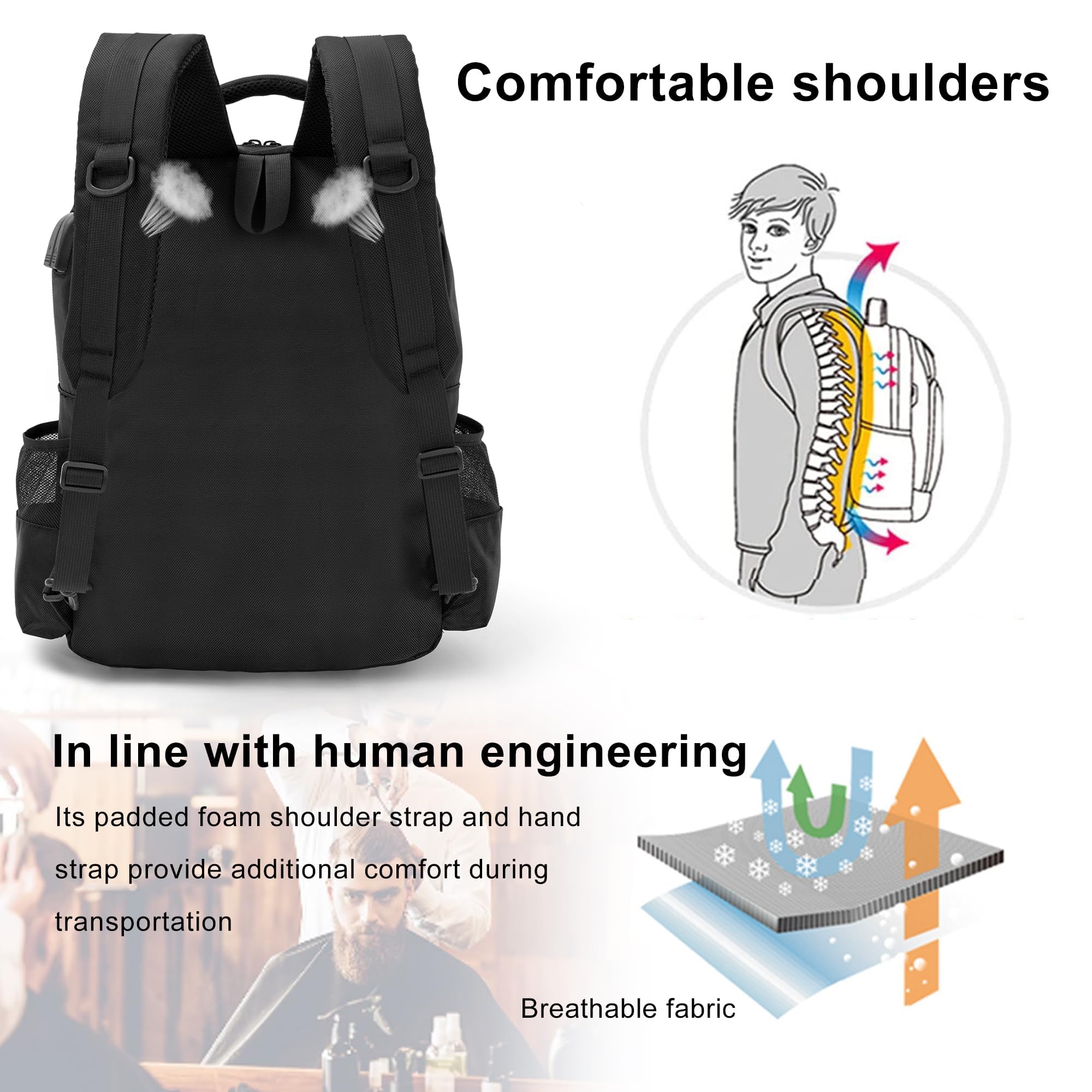 ouutmmee bolso barbero gran-capacidad para herramientas y suministros.