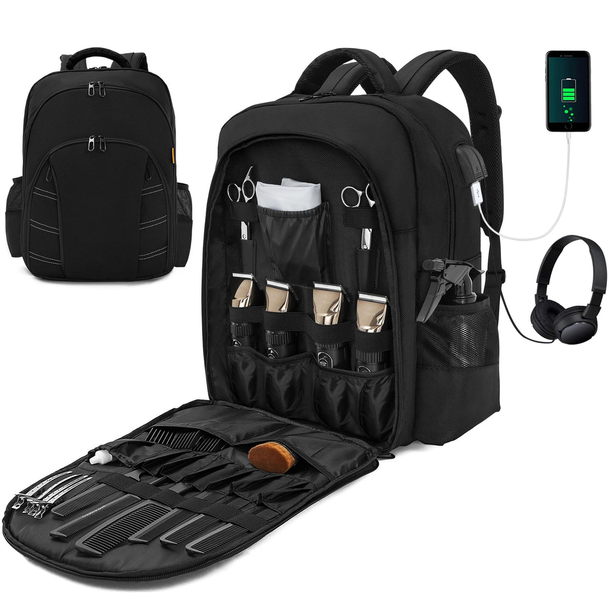 ouutmmee bolso porta-cortapelos con bolsillos frontales para acceso rápido.