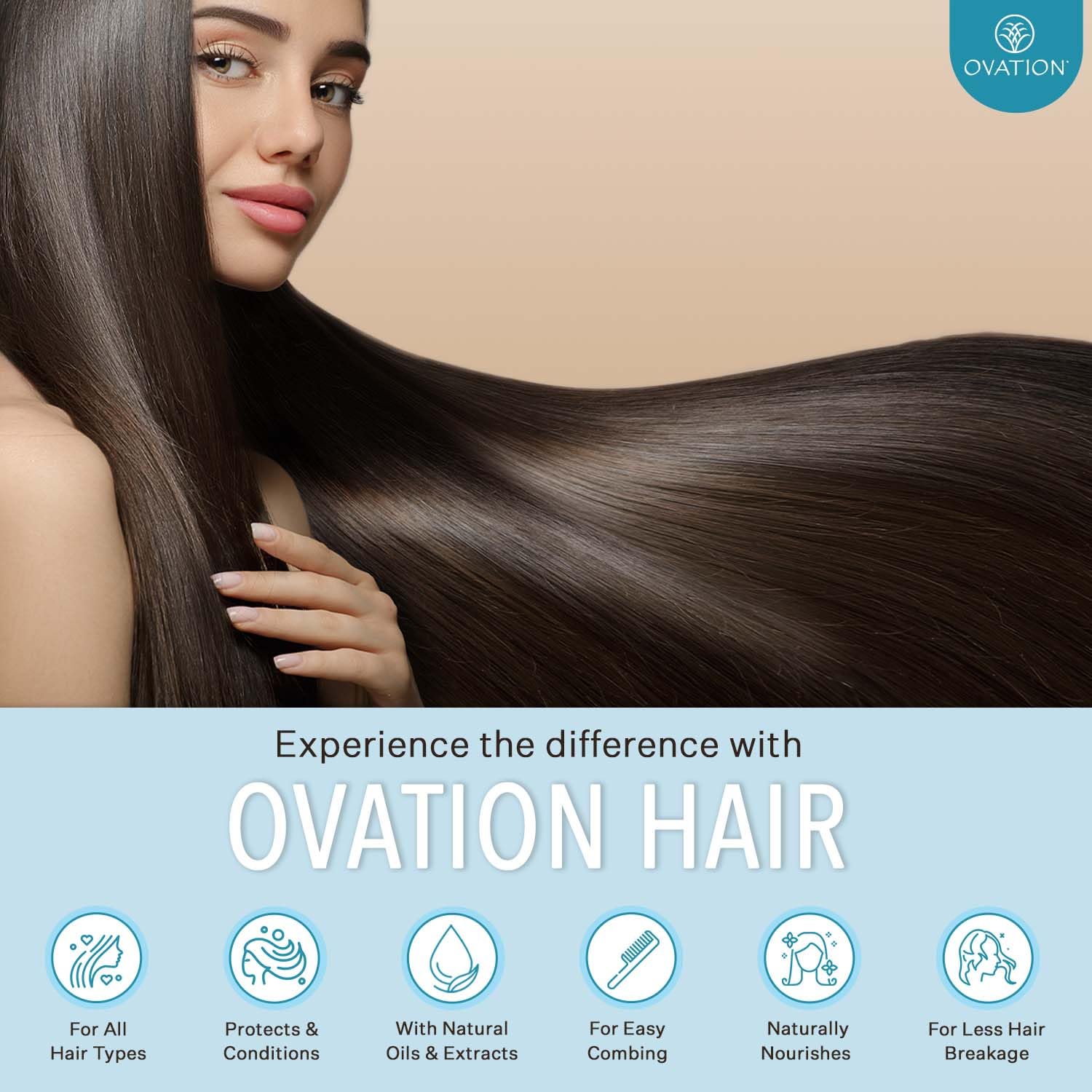 Champú Ovation Hair hecho en Estados Unidos para uso profesional y en casa.