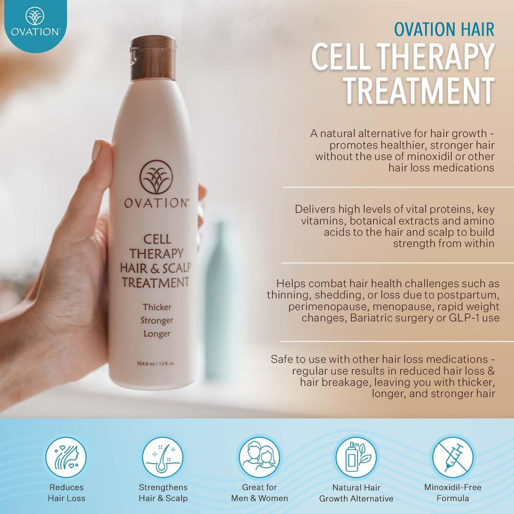 Textura cremosa de Ovation Hair Therapy nutre y reduce rotura.