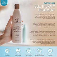 Textura cremosa de Ovation Hair Therapy nutre y reduce rotura.