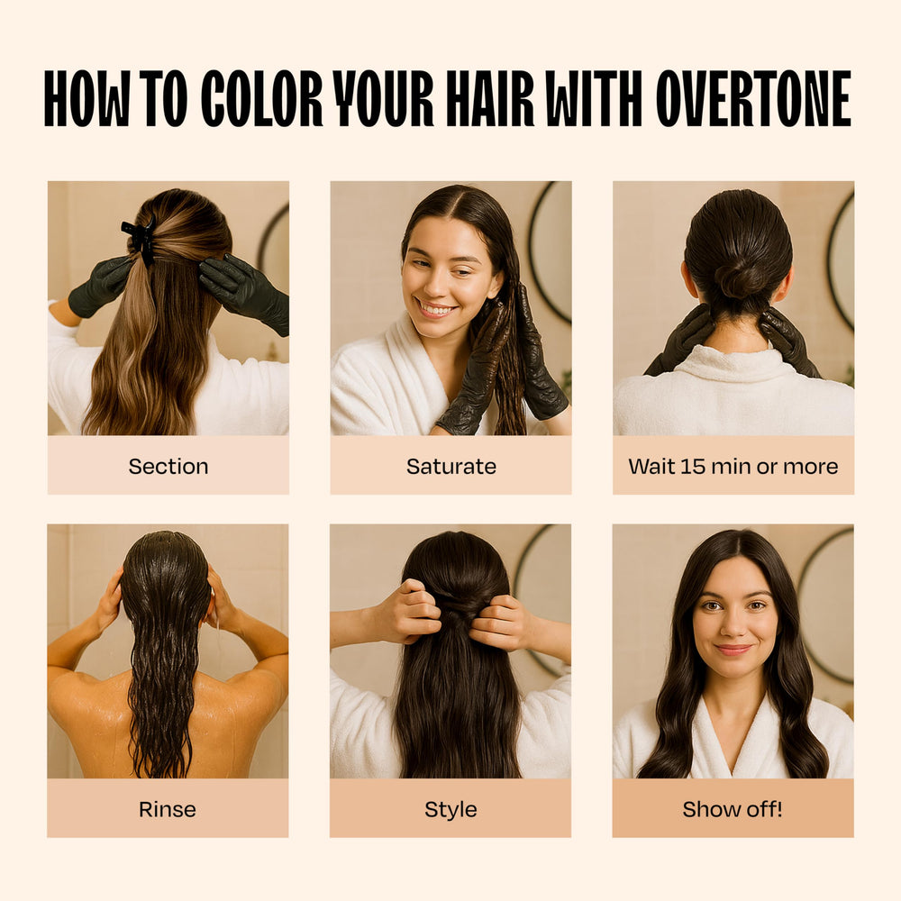 oVertone Chocolate Marrón aplicación de 10 a 15 minutos para resultados rápidos.