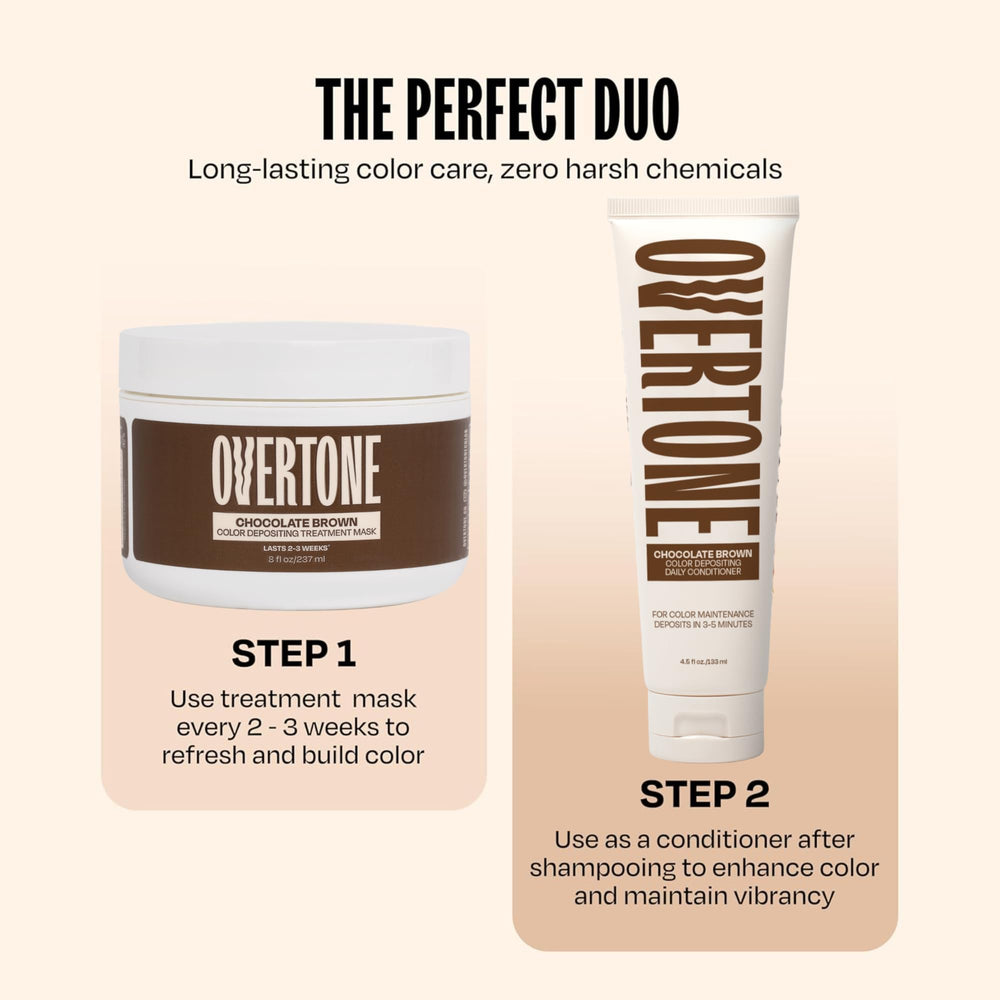 oVertone Chocolate Marrón cabello con brillo saludable tras la pigmentación.