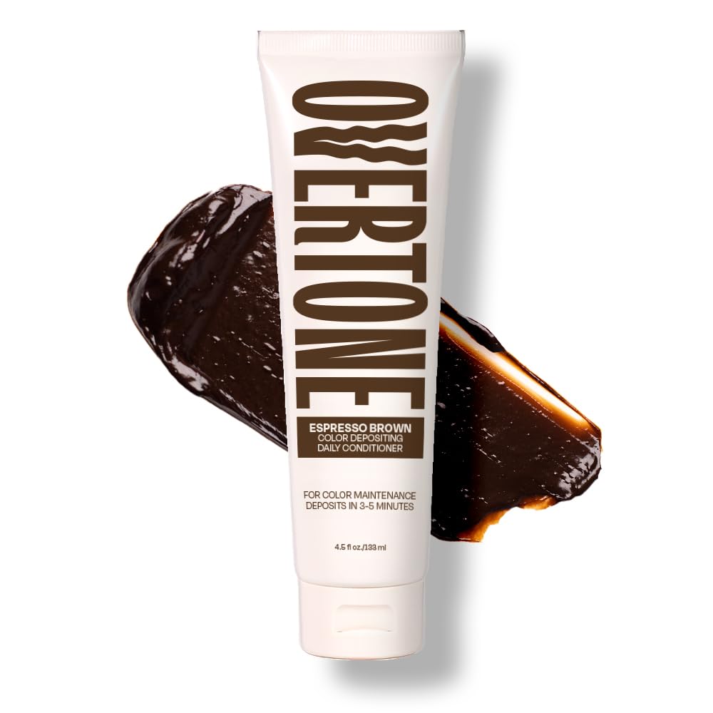 oVertone Marrón Espresso, frente de botella; deposita color diario para refrescar tono oscuro