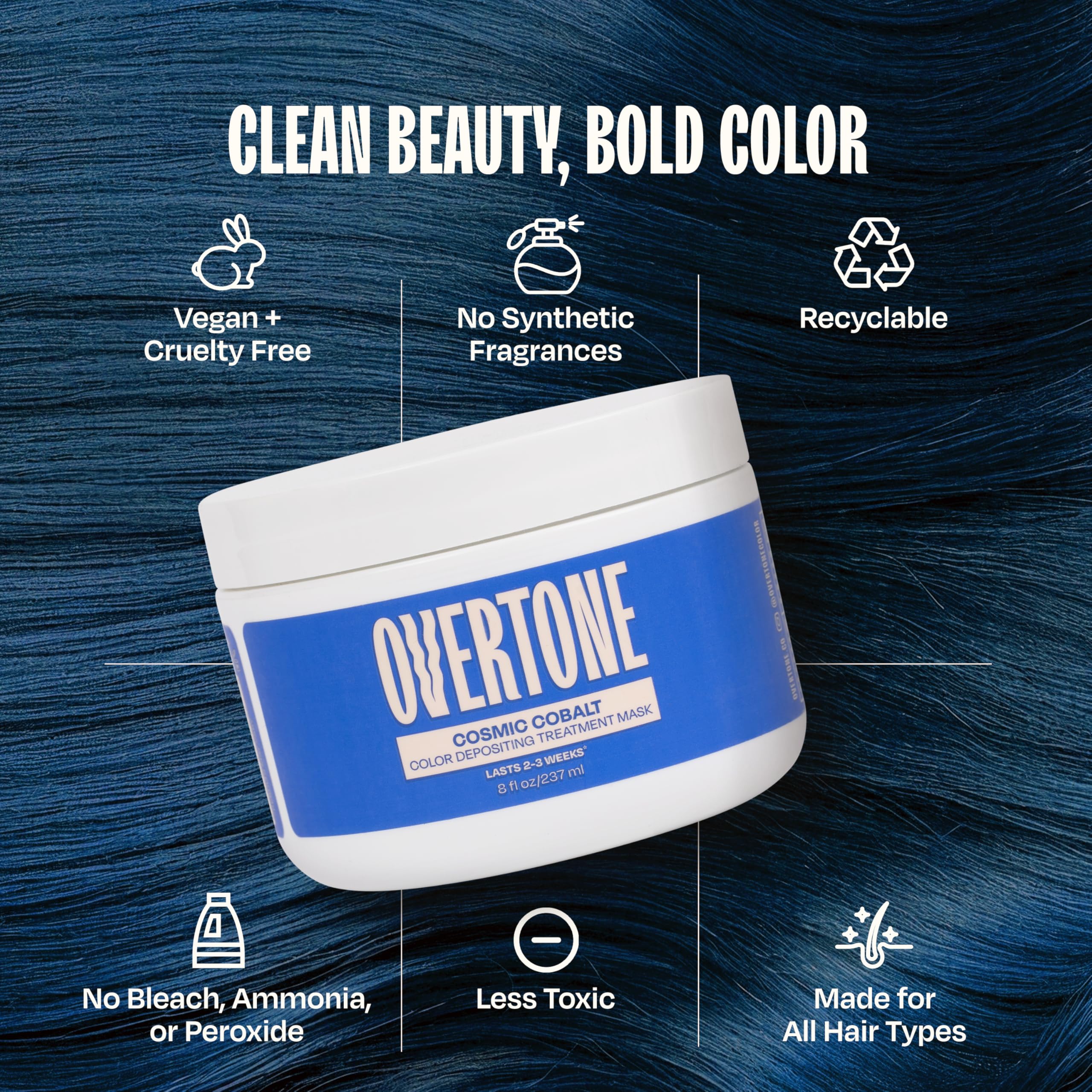 oVertone Cosmic Cobalt – Pigment durable qui hydrate sans agresser les cheveux