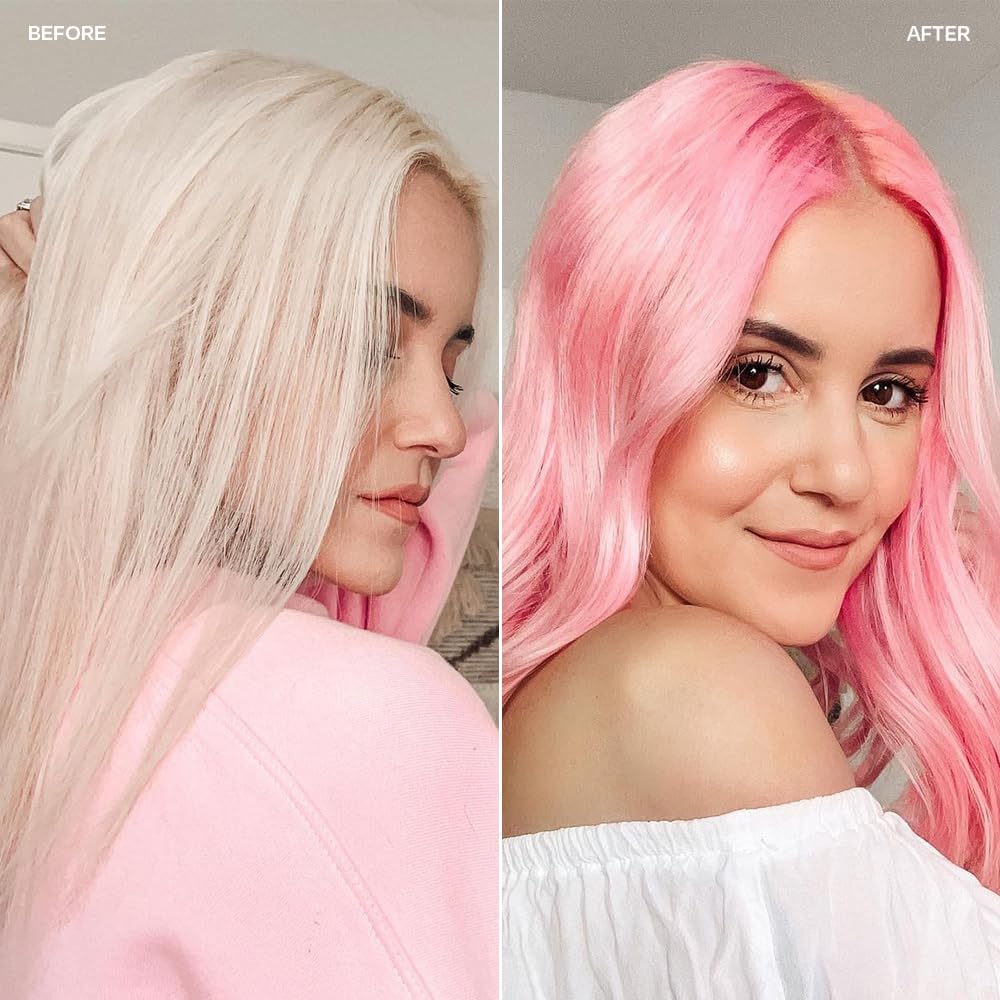 oVertone Cotton Candy Pink, tono suave en cabello natural o teñido.