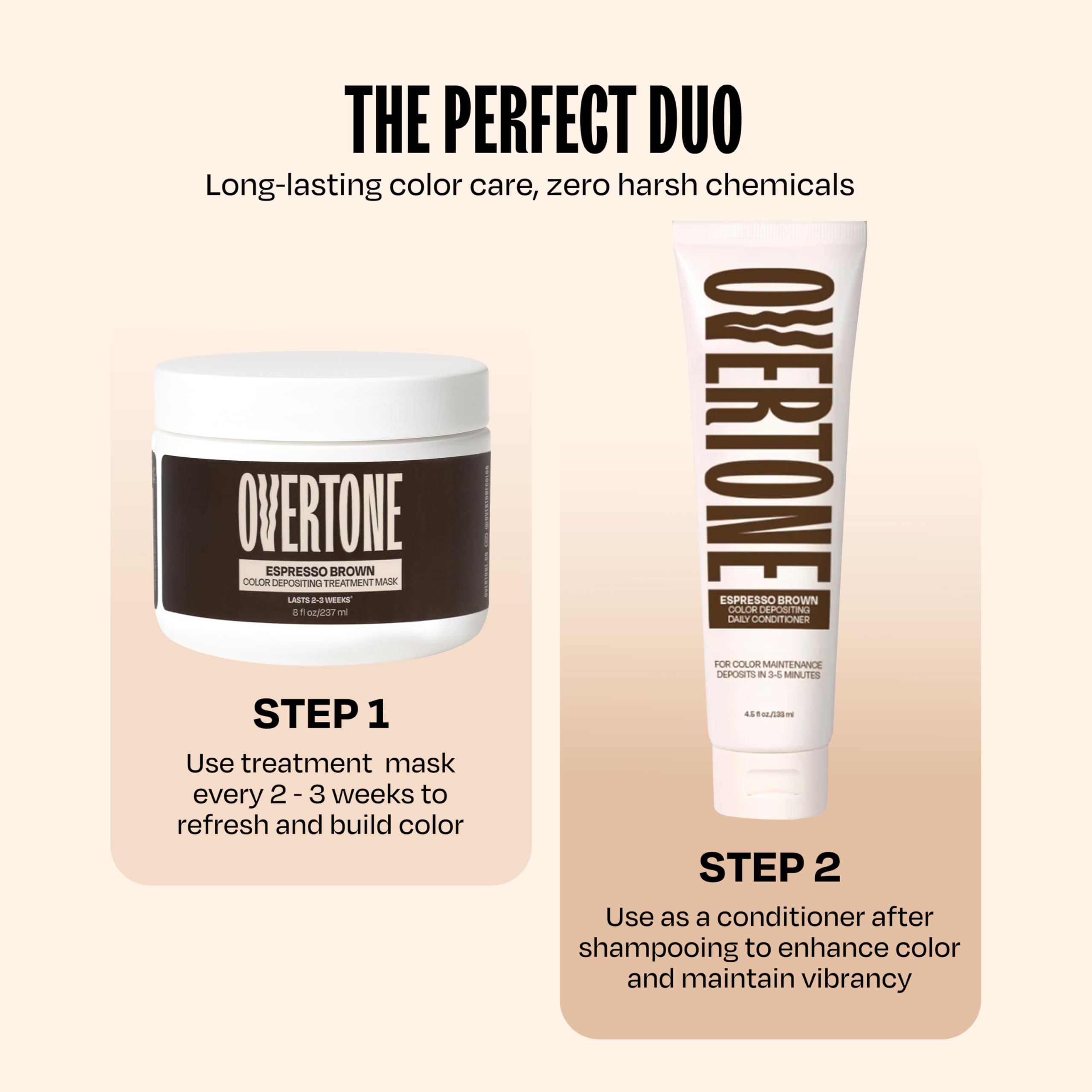 Overtone Espresso Brown: masque nourrissant pour cheveux renforcés et couleur semi-permanente