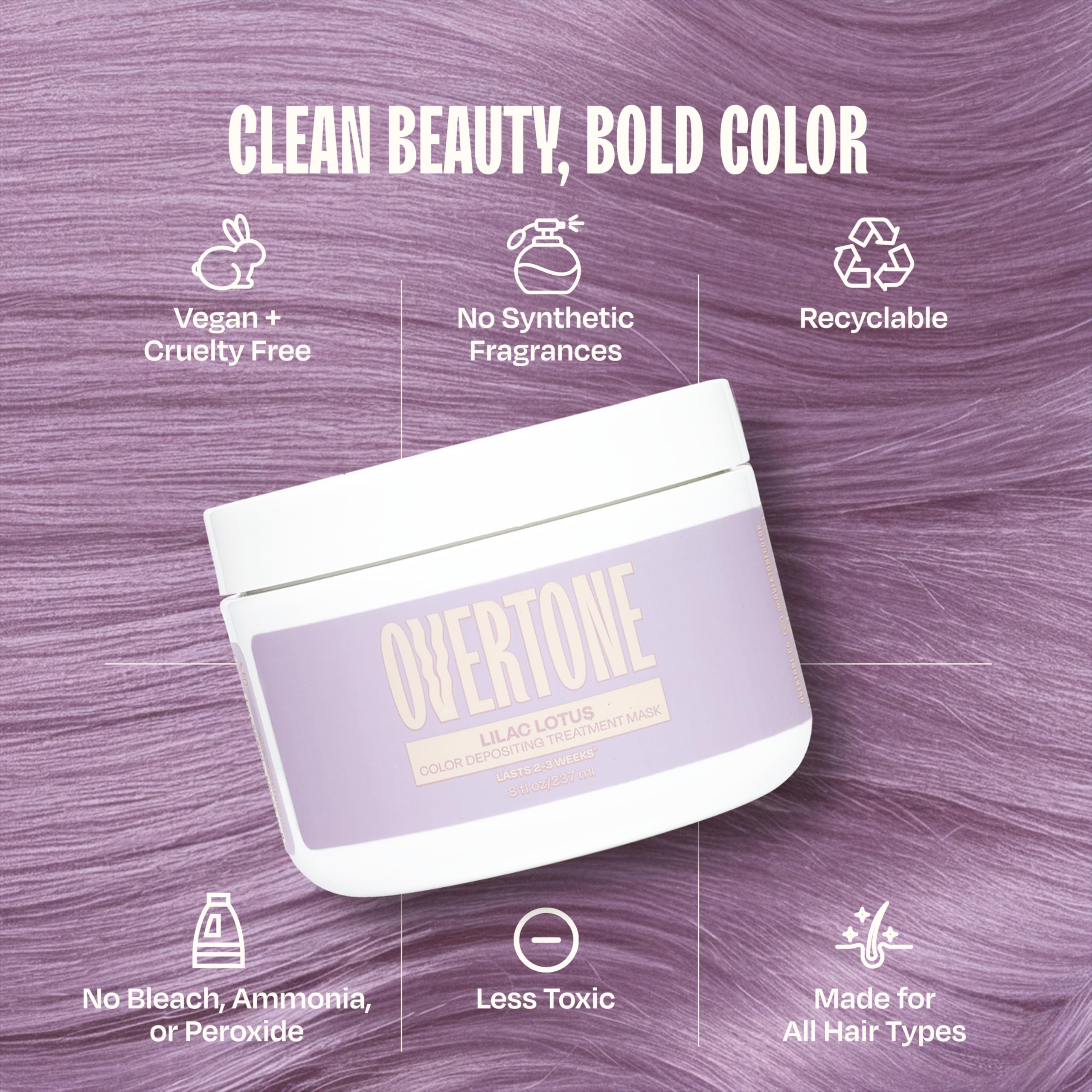 Overtone Loto Lila: manteca de karité y aceite de coco para nutrición.