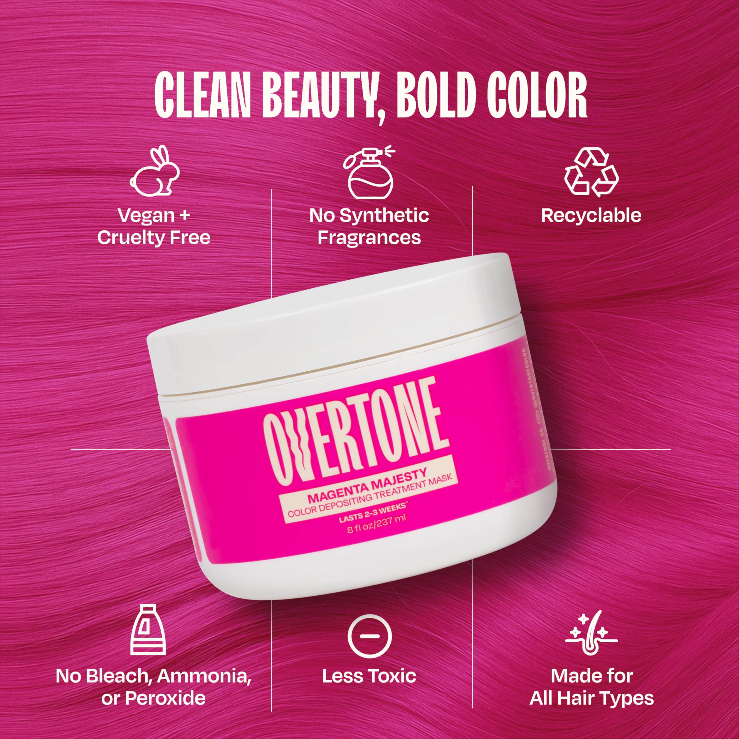Resultado semipermanente magenta de oVertone en cabello